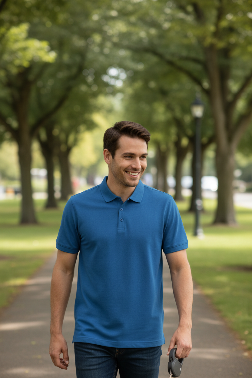 Men's short sleeve piqué polo shirt