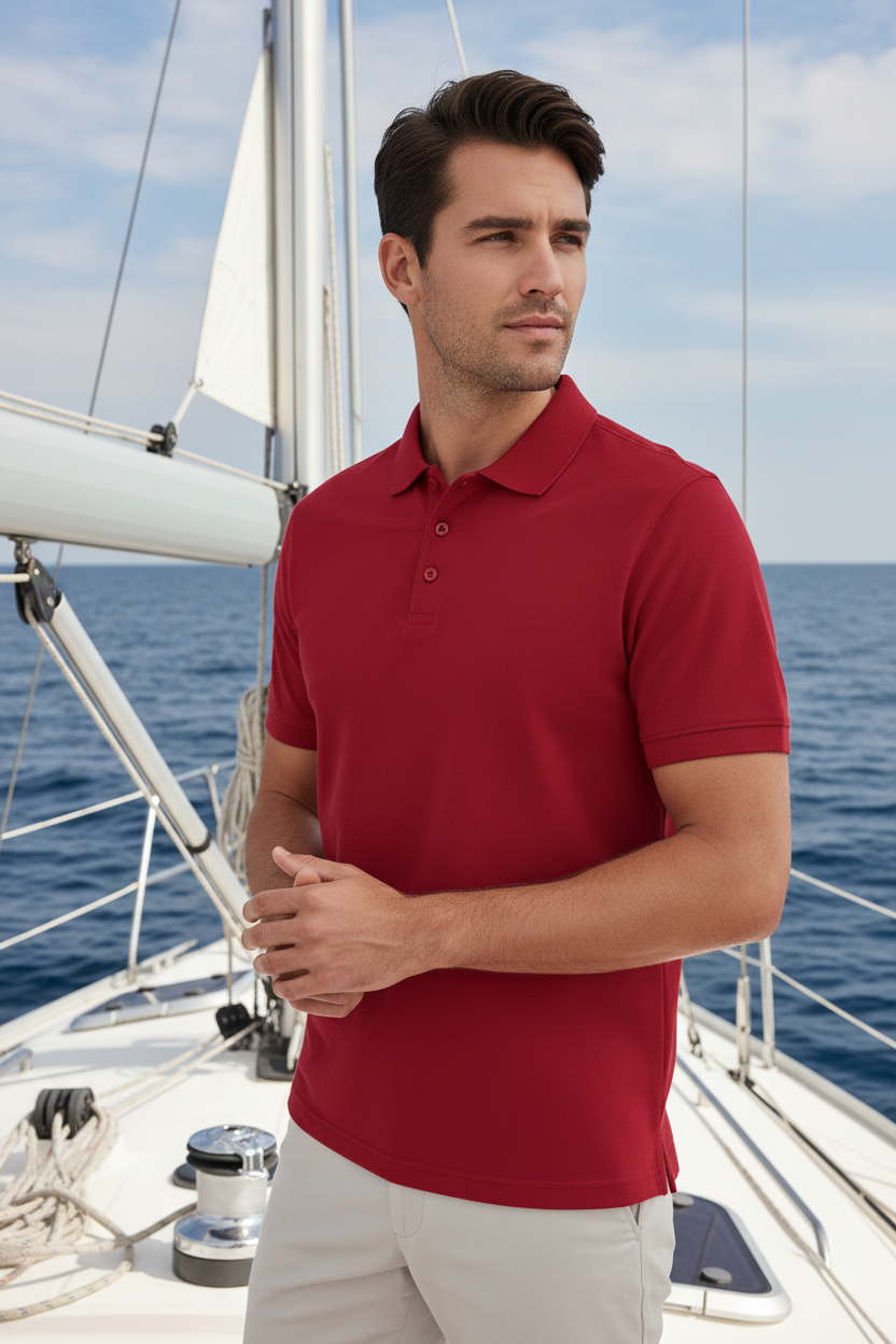 Men's short sleeve piqué polo shirt