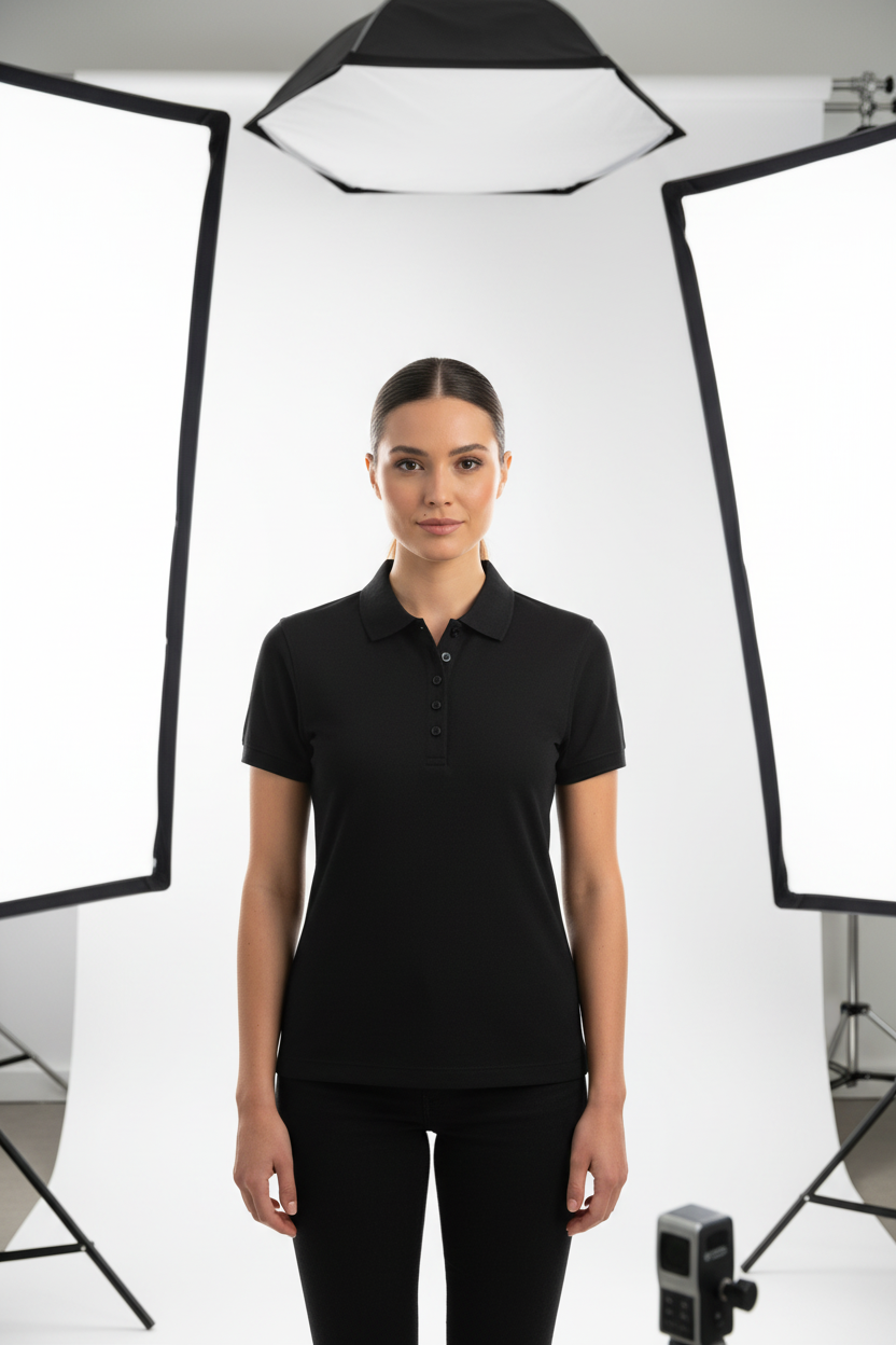 Women's short-sleeved pique polo shirt