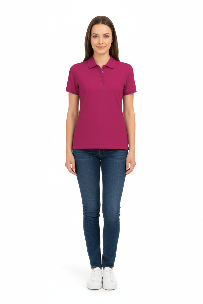 Women's short-sleeved pique polo shirt