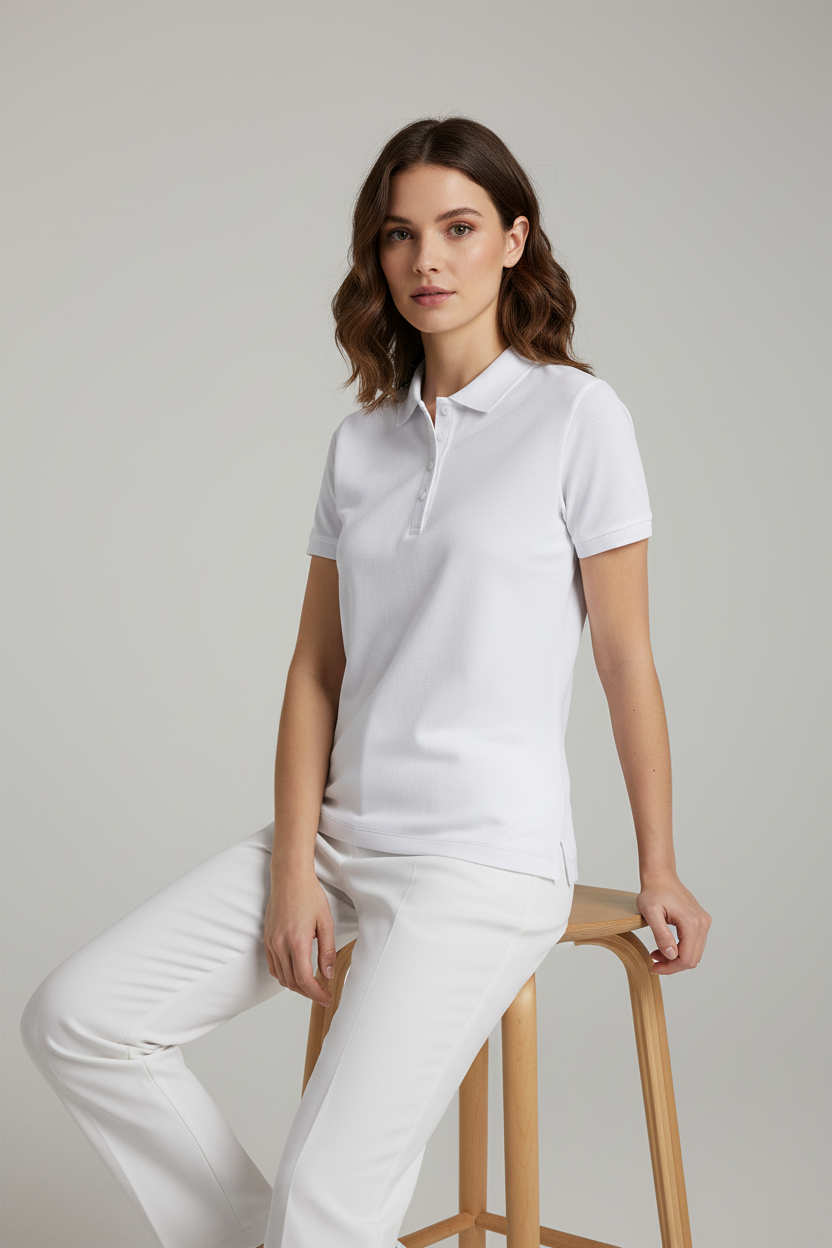 Women's short-sleeved pique polo shirt