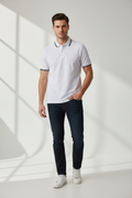 Men's short-sleeved striped polo shirt