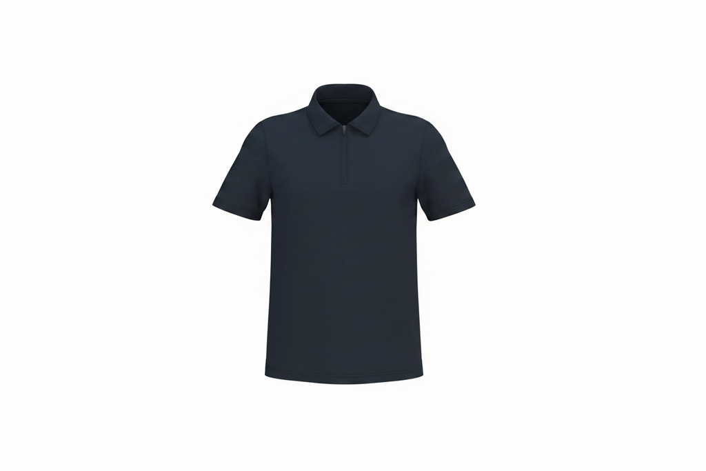 Men's sports polo shirt with 1/4 zip and zipper