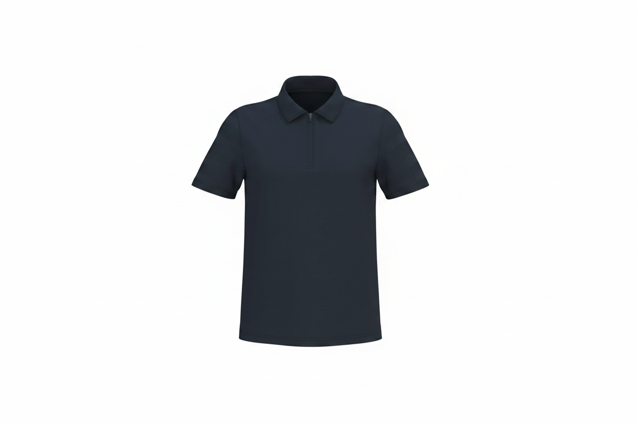 Men's sports polo shirt with 1/4 zip and zipper