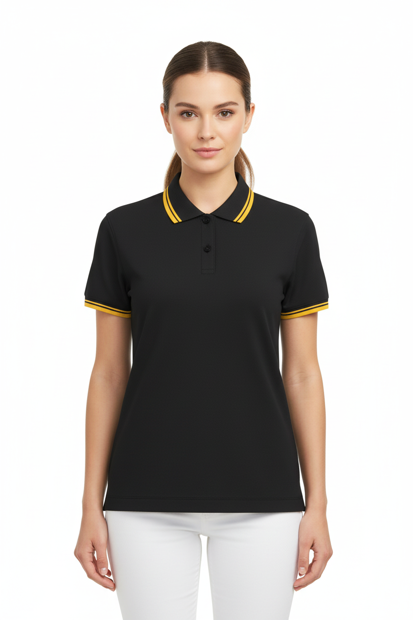 Women's short-sleeved striped polo shirt