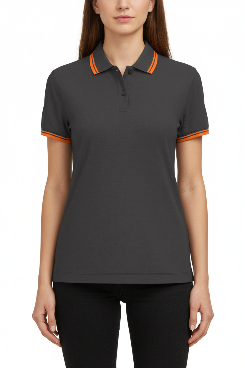 Women's short-sleeved striped polo shirt