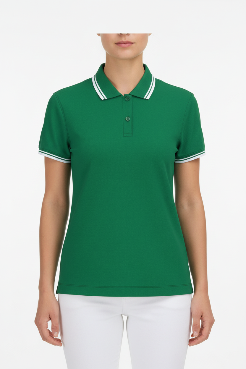 Women's short-sleeved striped polo shirt