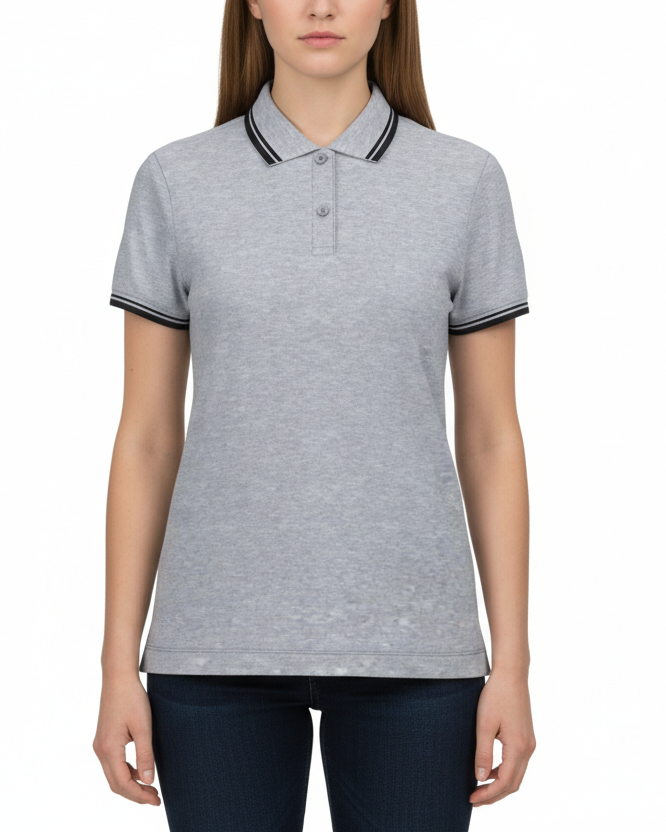 Women's short-sleeved striped polo shirt