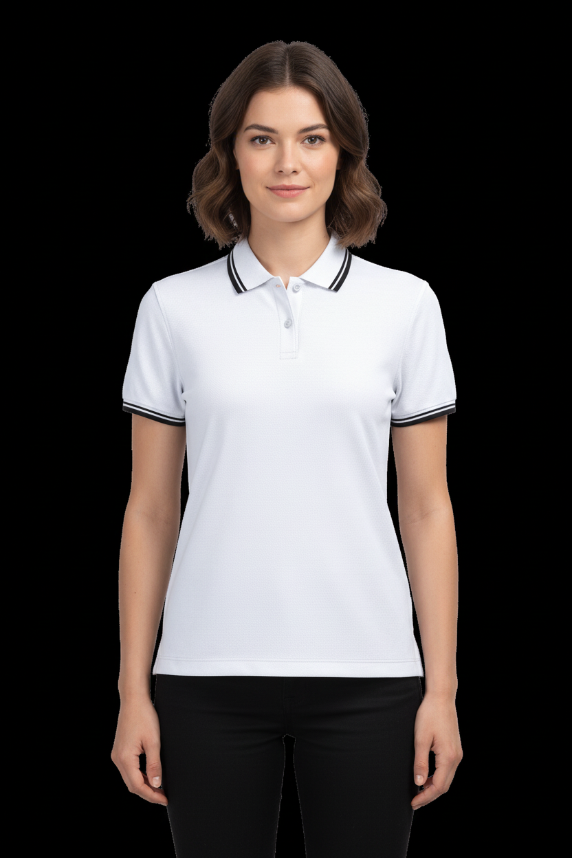 Women's short-sleeved striped polo shirt